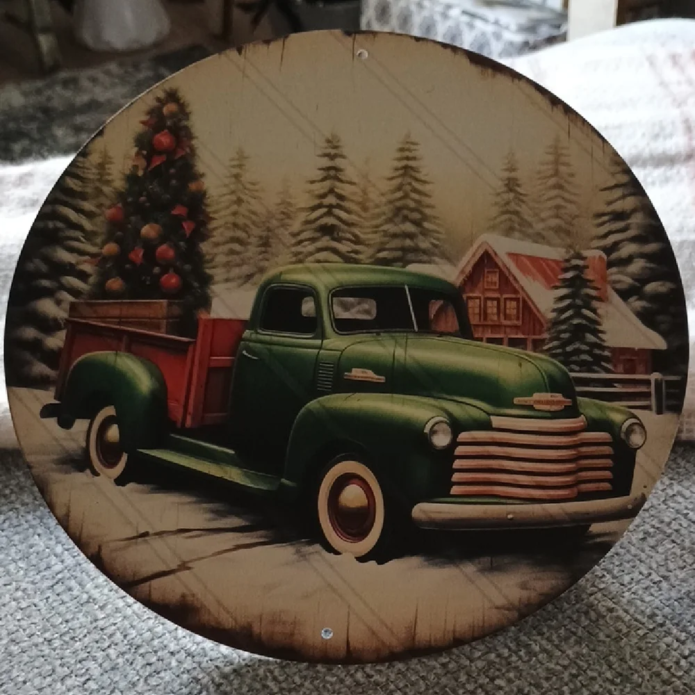 NIP Vintage Green Truck Christmas Decor